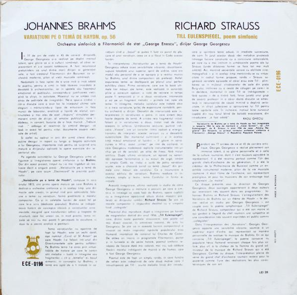 Johannes Brahms - Variațiuni Pe O Temă De Haydn / Till Eulenspiegel, (Disc Vinil) [2]