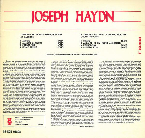 Joseph Haydn - Simfonia Nr. 49 - „La Passione” / Simfonia Nr. 59 - „Feuersymphonie” [2]