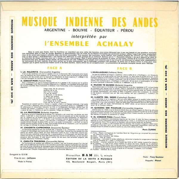 L'Ensemble Achalay - Musique Indienne Des Andes (Disc Vinil) [2]