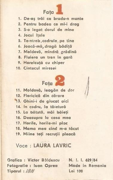 Laura Lavric - De-aș Trăi Ca Bradu-n Munte (Caseta Audio) [2]