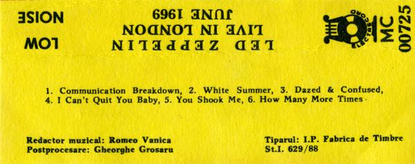 Led Zeppelin - Live In London (June 1969), (Casetă Audio) [2]