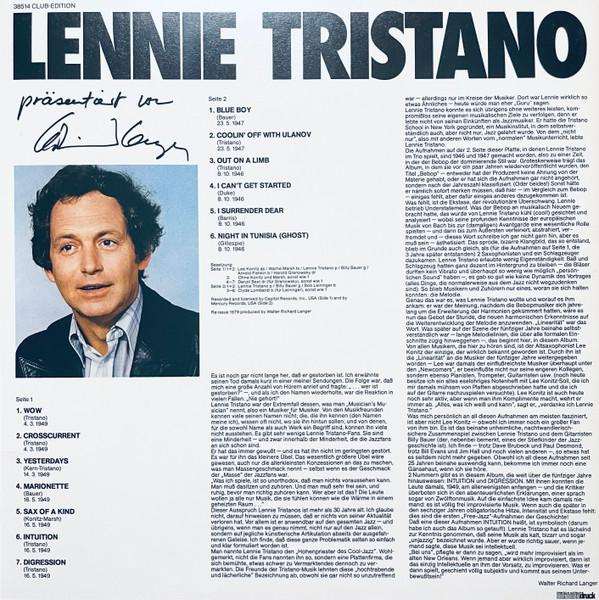 Lennie Tristano - V.I.P.-Jazz 17 (Intuition) (Disc Vinil) [2]