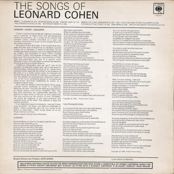 Leonard Cohen - Songs Of Leonard Cohen (Disc Vinil) [2]