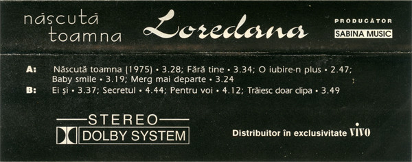 Loredana Groza - Născută Toamna , (Casetă Audio) [2]