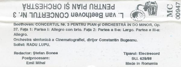 Ludwig van Beethoven - Concertul Nr. 3 Pentru Pian Și Orchestră În Do Minor, Op. 37 (Caseta Audio) [2]