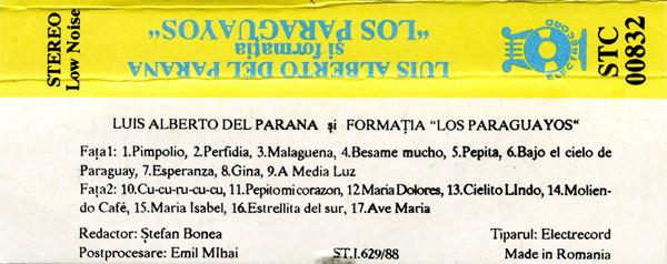 Luis Alberto del Parana y Los Paraguayos - Luis Alberto Del Parana Și Formația "Los Paraguayos" , (Casetă Audio) [2]
