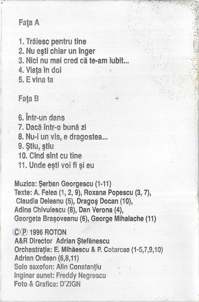 Mădălina Manole - Trăiesc Pentru Tine , (Casetă Audio) [2]