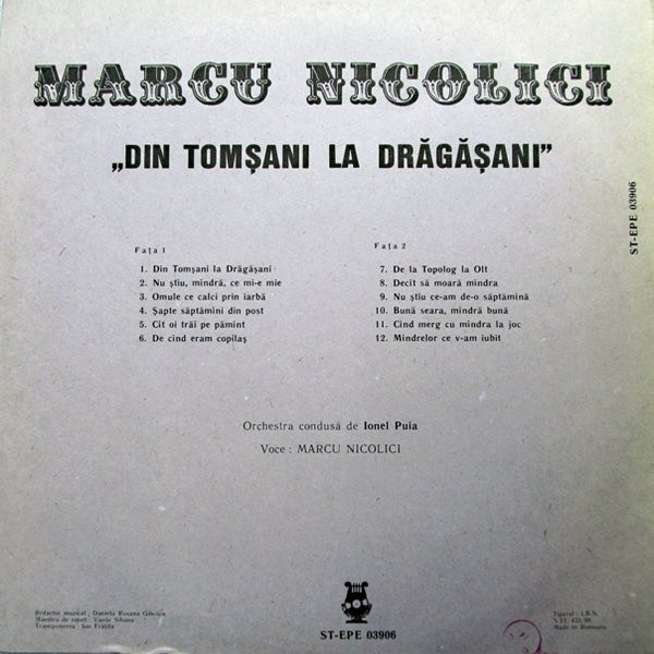 Marcu Nicolici – Din Tomșani La Drăgășani (VINIL) [2]