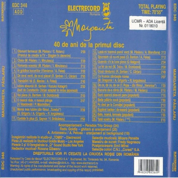 Margareta Pâslaru - 40 De Ani De La Primul Disc (CD Audio) [2]