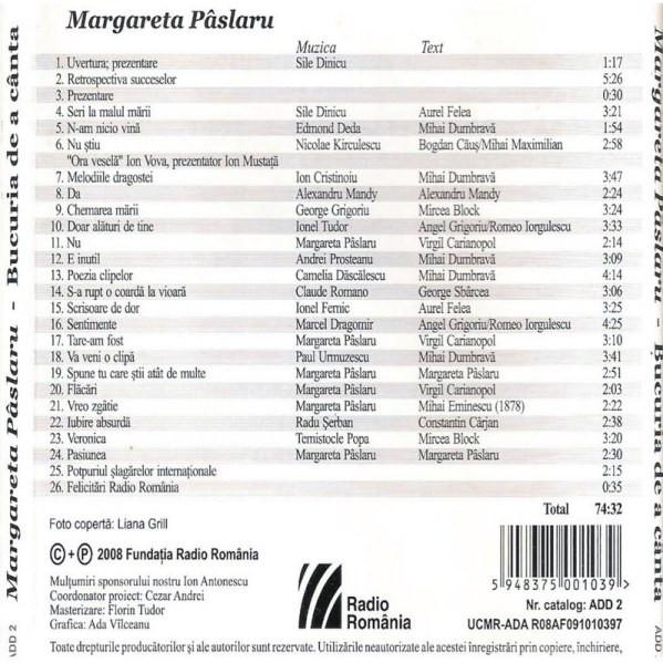 Margareta Pâslaru - Bucuria De A Cânta (CD Audio) [2]