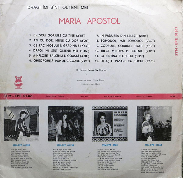 Maria Apostol – Dragi Îmi Sînt Oltenii Mei [2]