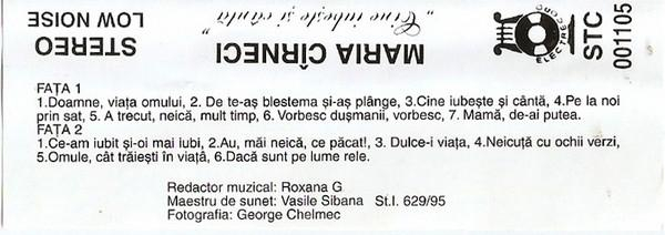 Maria Cîrneci - „Cine Iubește Și Cântă” Cîntece De Voie Bună, (Casetă Audio) [2]