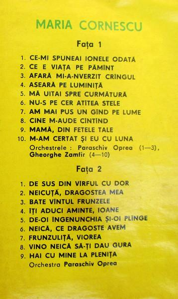 Maria Cornescu - De Sus Din Vîrful Cu Dor (Caseta Audio) [2]