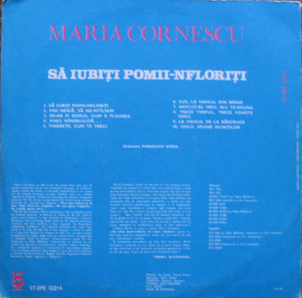 Maria Cornescu - Să Iubiți Pomii-nfloriți, (Disc Vinil) [2]