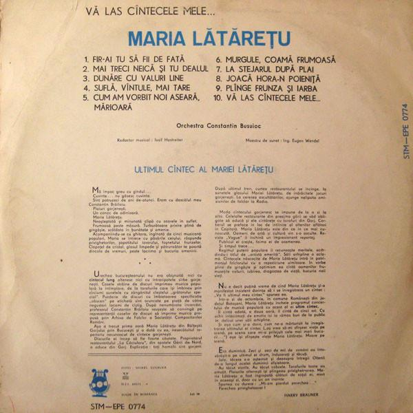 Maria Lătărețu - Vă Las Cîntecele Mele... [2]