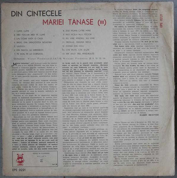 Maria Tănase - Din Cîntecele Mariei Tănase (III), (Disc Vinil) [2]