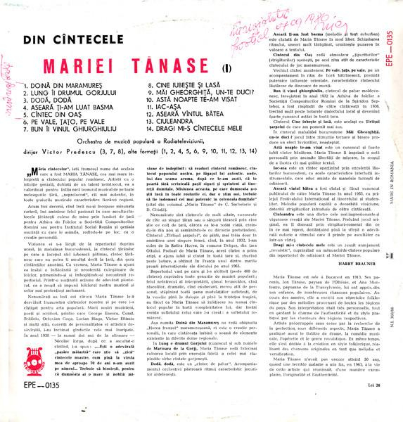 Maria Tănase - Maria Tănase I, (Disc Vinil) [2]