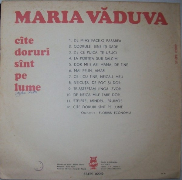 Maria Văduva - Cîte Doruri Sînt Pe Lume, (Disc Vinil) [2]