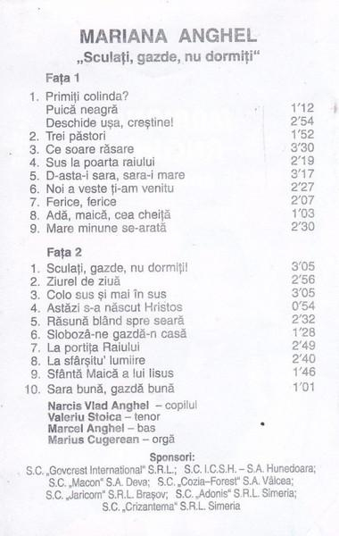 Mariana Anghel - Sculați, Gazde, Nu Dormiți!, (Casetă Audio) [2]