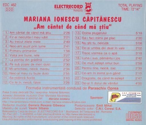 Mariana Ionescu Căpitănescu - Am cântat de când mă știu, (CD) [2]