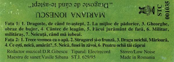 Mariana Ionescu - Dragoste, De Când Te-aștept (Caseta Audio) [2]