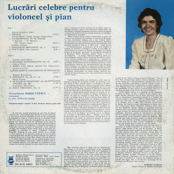Marin Cazacu - Famous Works For Cello And Piano = Lucrări Celebre Pentru Violoncel Și Pian [2]
