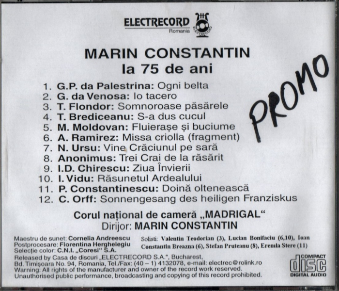 Marin Constantin - La 75 De Ani (CD) [2]
