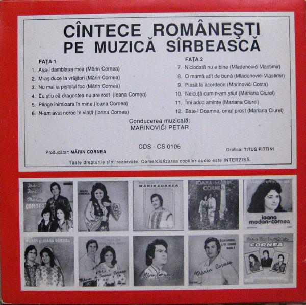 Mărin Cornea - Cîntece Românești Pe Muzică Sîrbească, (Disc Vinil) [2]