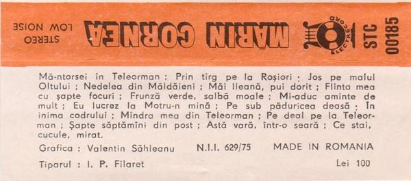 Mărin Cornea - Mă-ntorsei În Teleorman, (Casetă Audio) [2]