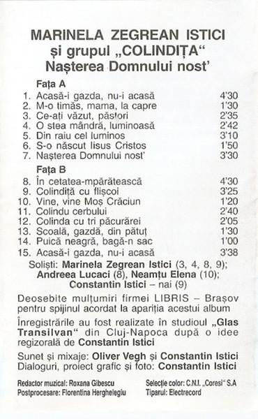 Marinela Zegrean Istici - Nașterea Domnului Nost', (Casetă Audio) [2]