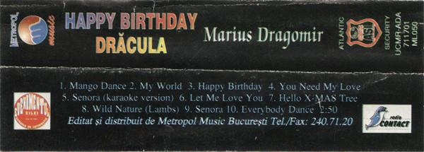 Marius Dragomir - Happy Birthday Dracula, (Casetă Audio) [2]