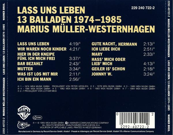 Marius Müller-Westernhagen - Lass Uns Leben / 13 Balladen 1974-1985 [2]