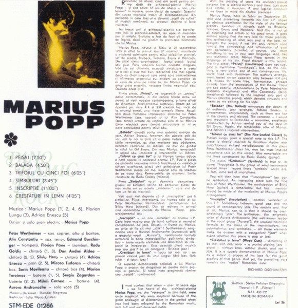 Marius Popp - Panoramic Jazz Rock, (Disc Vinil) [2]