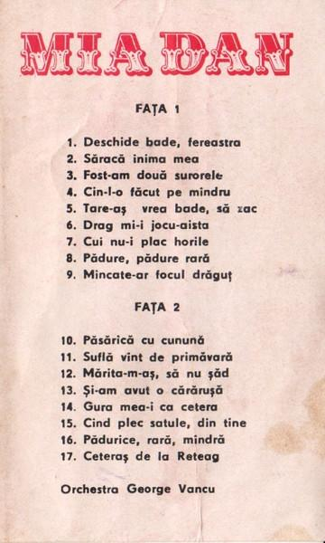 Mia Dan - Deschide Bade, Fereastra	 (Caseta Audio) [2]