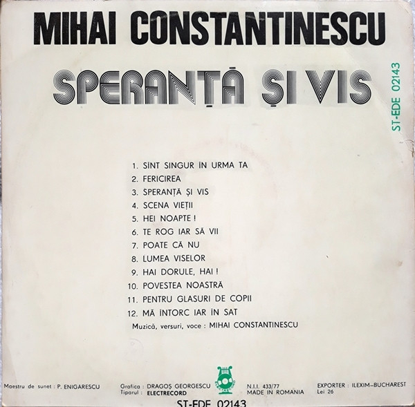 Mihai Constantinescu - Speranță Și Vis, (Disc Vinil) [2]