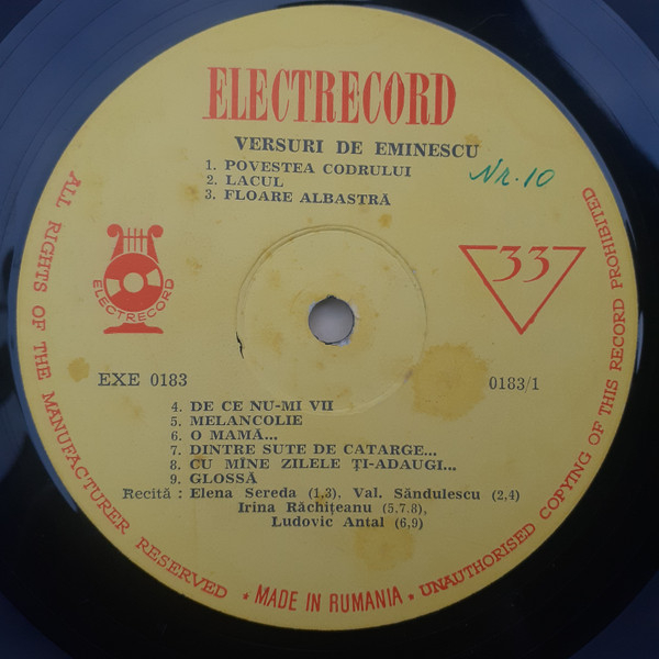 Mihai Eminescu - Versuri, (Disc Vinil) [2]