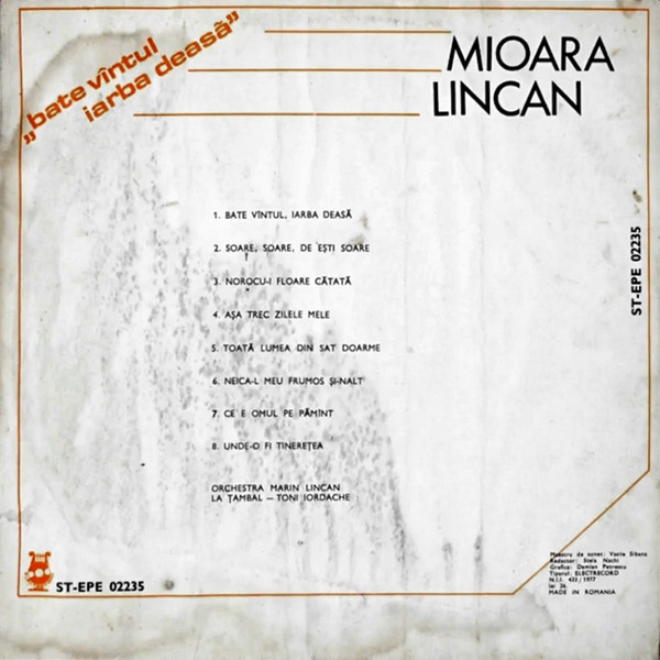 Mioara Lincan – Bate Vîntul Iarba Deasă, (Disc Vinil) [2]