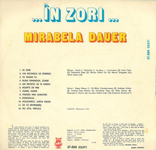 Mirabela Dauer - ... În Zori ..., (Disc Vinil) [2]