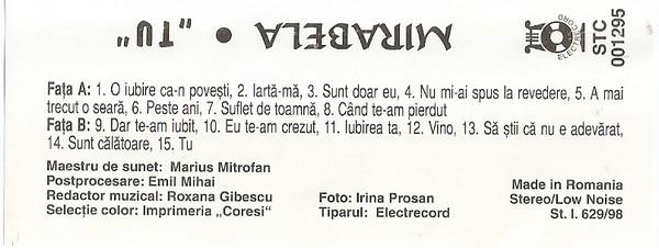 Mirabela Dauer - „Tu”, (Casetă Audio) [2]