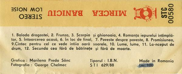 Mircea Baniciu - Secunda 1, (Casetă Audio) [2]