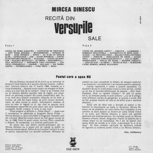 Mircea Dinescu - Recită Din Versurile Sale (Disc Vinil) [2]