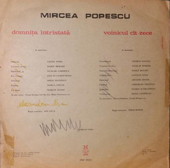 Mircea Popescu - Domnița Întristată / Voinicul Cît-zece, (Disc Vinil) [2]