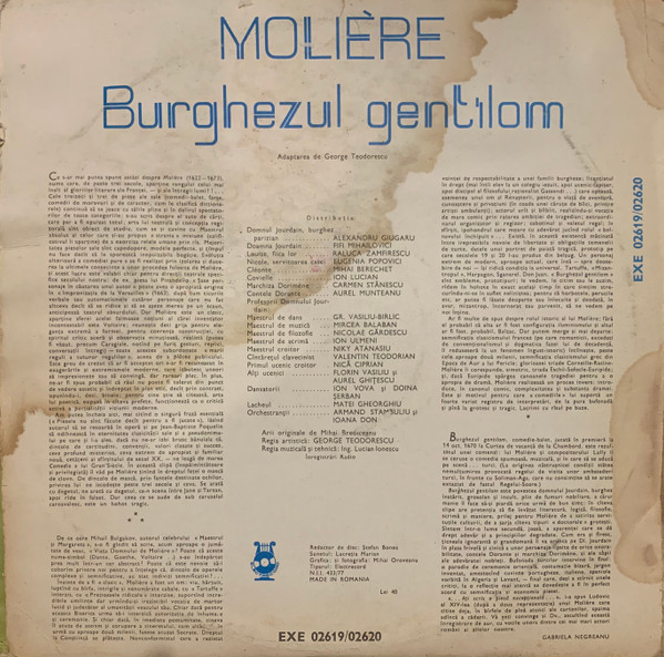 Molière - Burghezul Gentilom, (Disc Vinil) [2]