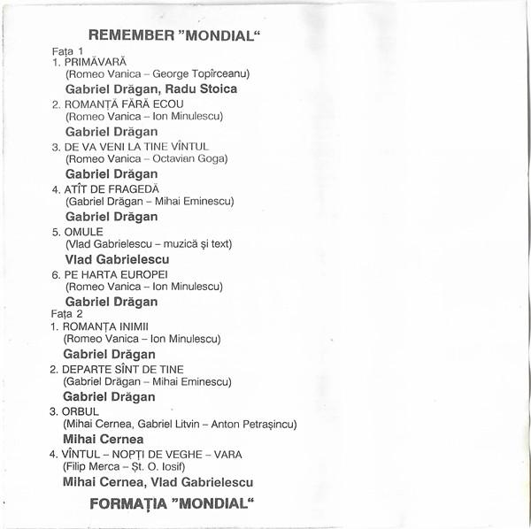 Mondial  - Remember Mondial (Caseta Audio) [2]