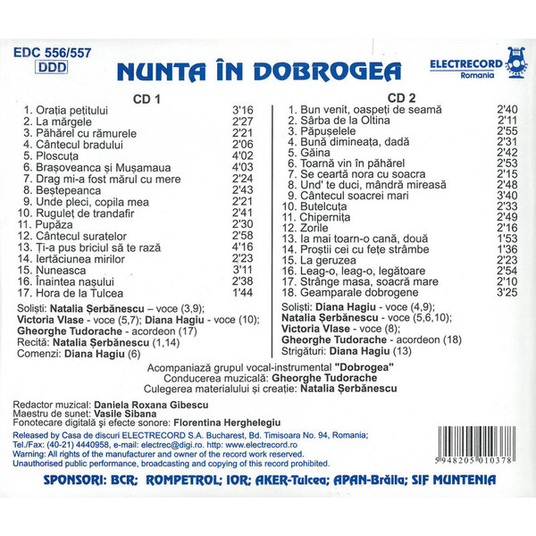 Natalia Șerbănescu, Diana Hagiu, Victoria Vlase – Nunta În Dobrogea (CD), (CD) [2]