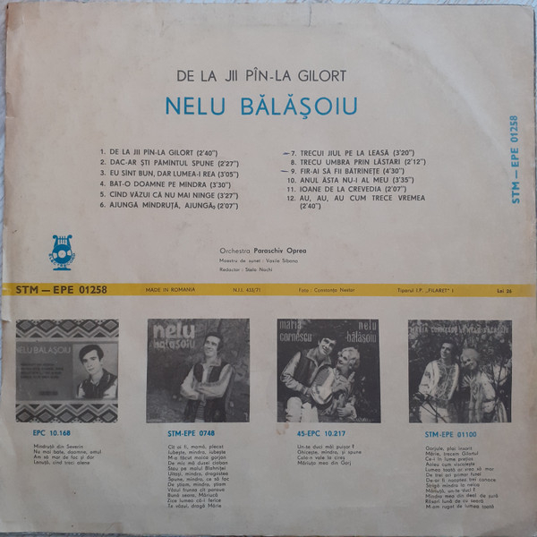 Nelu Bălășoiu – De la Jii Pîn-la Gilort, (Disc Vinil) [2]