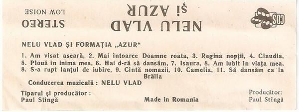 Nelu Vlad - Cintece De Petrecere, (Casetă Audio) [2]