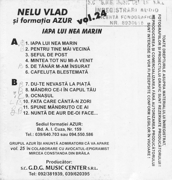 Nelu Vlad și formația Azur Brăila* – Vol. 24 Iapa Lui Nea Marin (CASETA) [2]