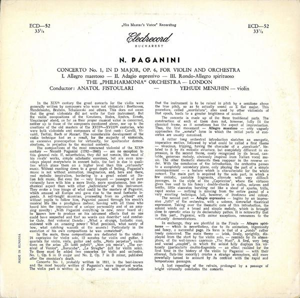 Niccolò Paganini - Concerto No. 1, In D Major, Op. 6 For Violin And Orchestra [2]
