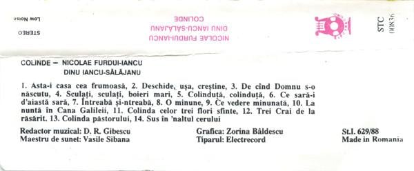 Nicolae Furdui Iancu - Colinde "De Cînd Domnu S-o Născutu", (Casetă Audio) [2]